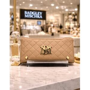 Badgley Mischka Quilted Long Wallet - Taupe